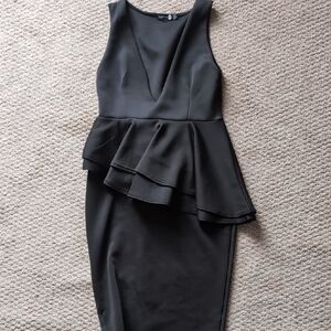 Boohoo Black Sleeveless Peplum Midi Dress